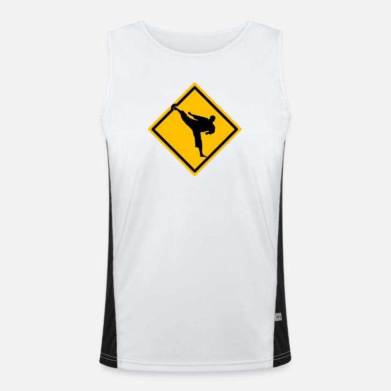 Karate Warning Sign Yokogeri Men's Functional Contrast Tank Top 