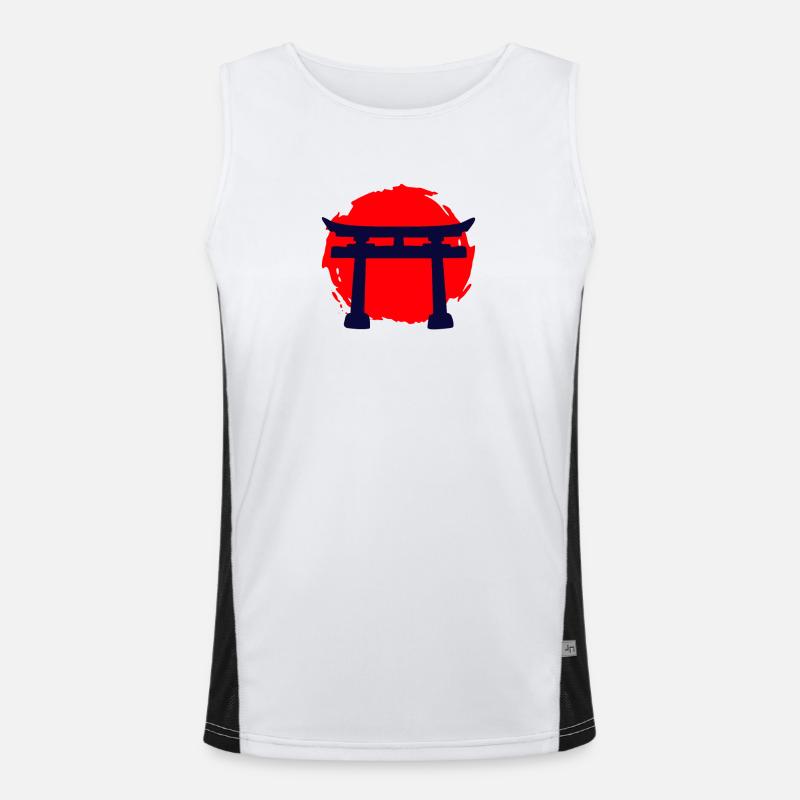 A Temple In A Red Sunset - Men's Functional Contrast Tank Top  - white/black