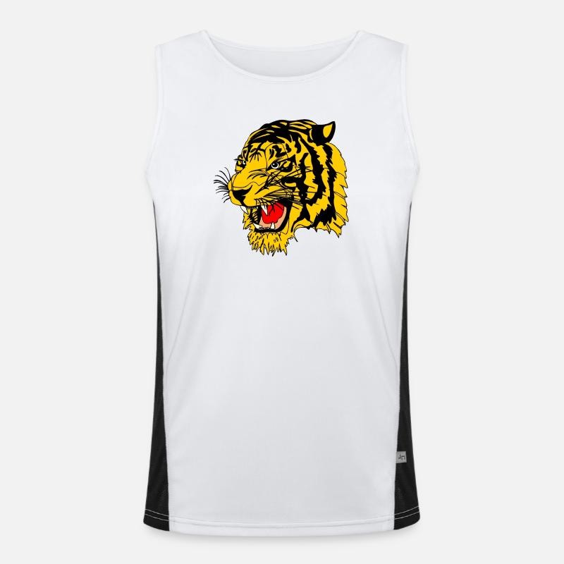 Tiger side view Men's Functional Contrast Tank Top 
