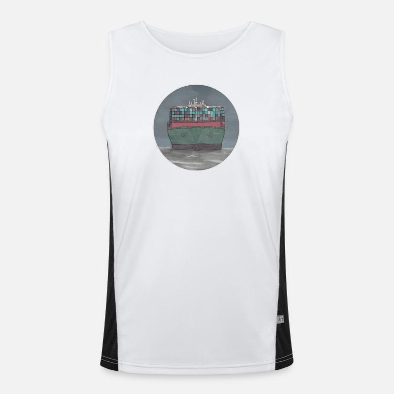 container ship - Men's Functional Contrast Tank Top - white/black