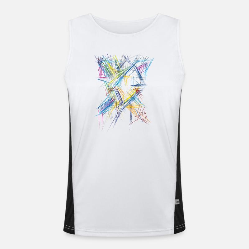 Futurism Abstract - 3D Pattern - Men's Functional Contrast Tank Top  - white/black