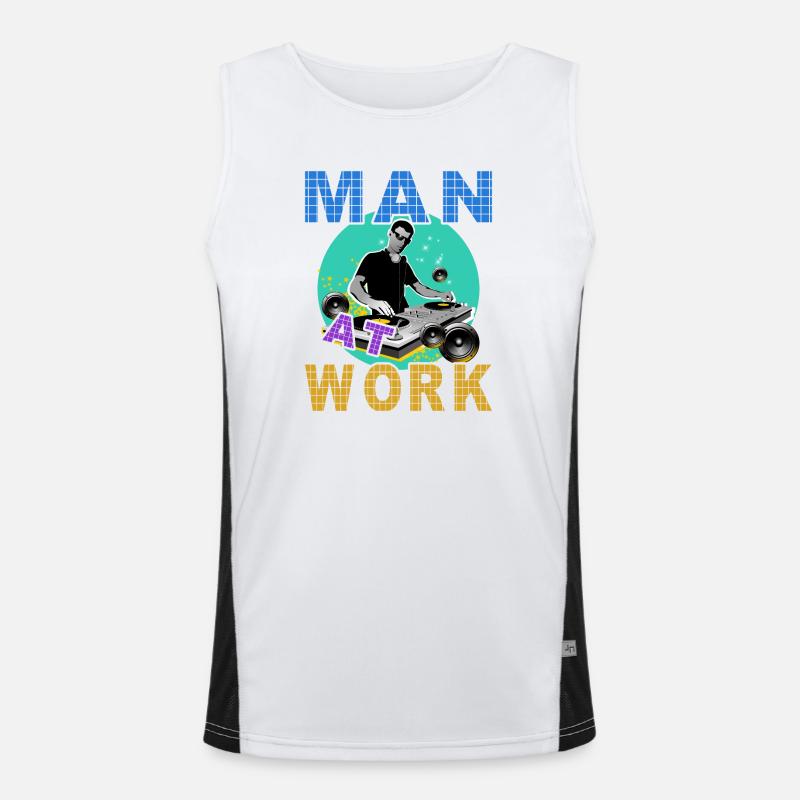 Dj Man at work Funktionelles Kontrast-Tank Top für Männer 