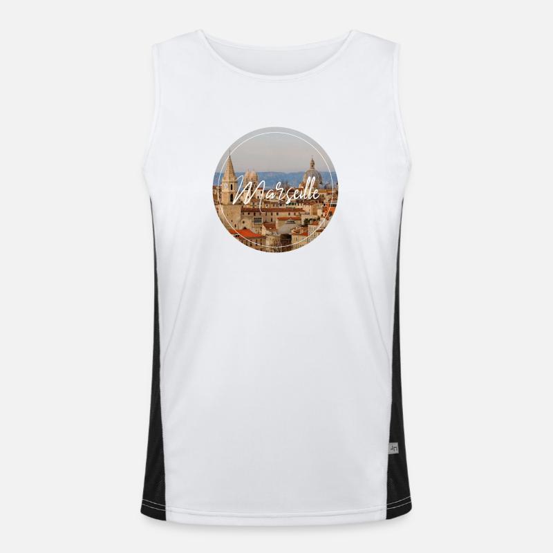 Marseille Stadtansicht Script Funktionelles Kontrast-Tank Top für Männer 