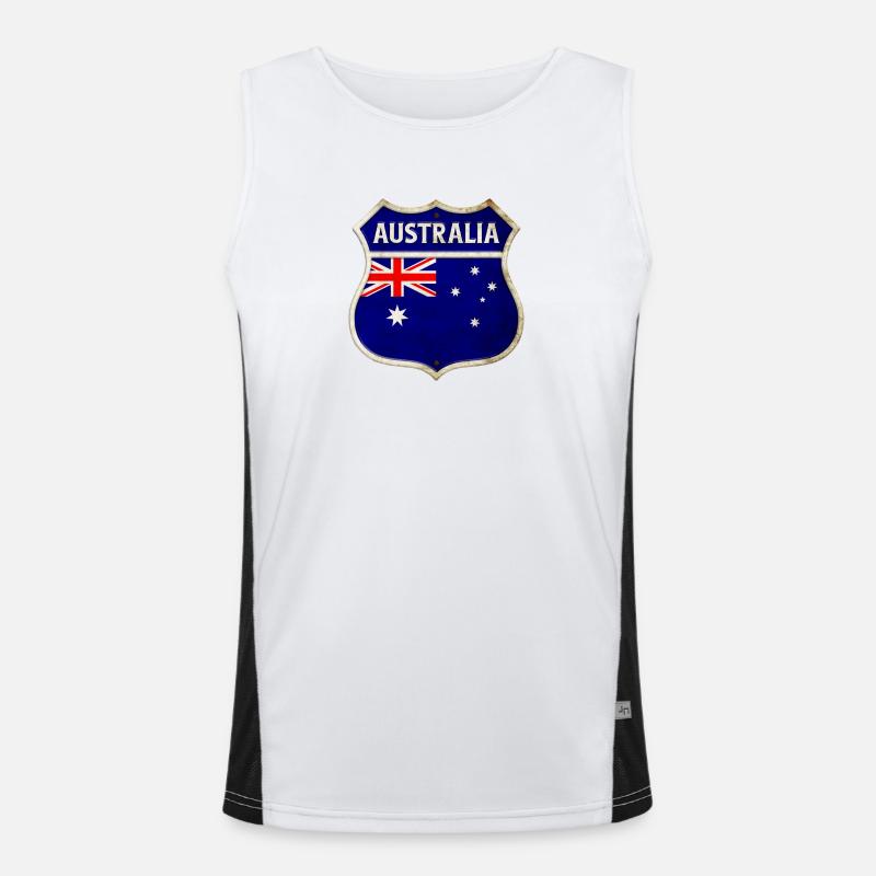 Australien Wappen Flaggen Design Funktionelles Kontrast-Tank Top für Männer 