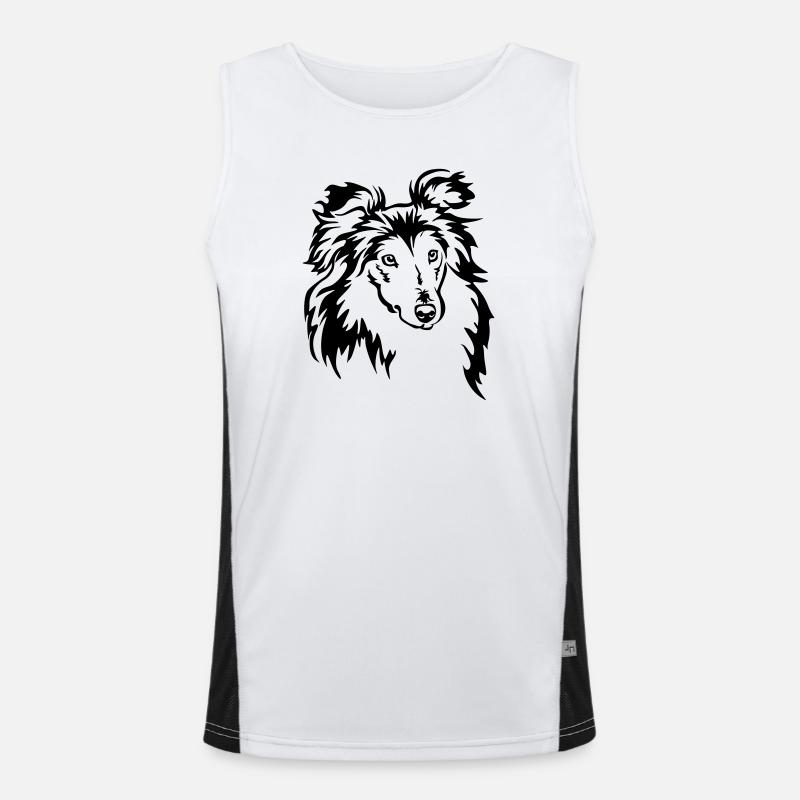Sheltie Head - Men's Functional Contrast Tank Top  - white/black