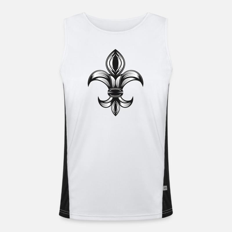 stylized iris - Fleur-de-Lys - Men's Functional Contrast Tank Top  - white/black