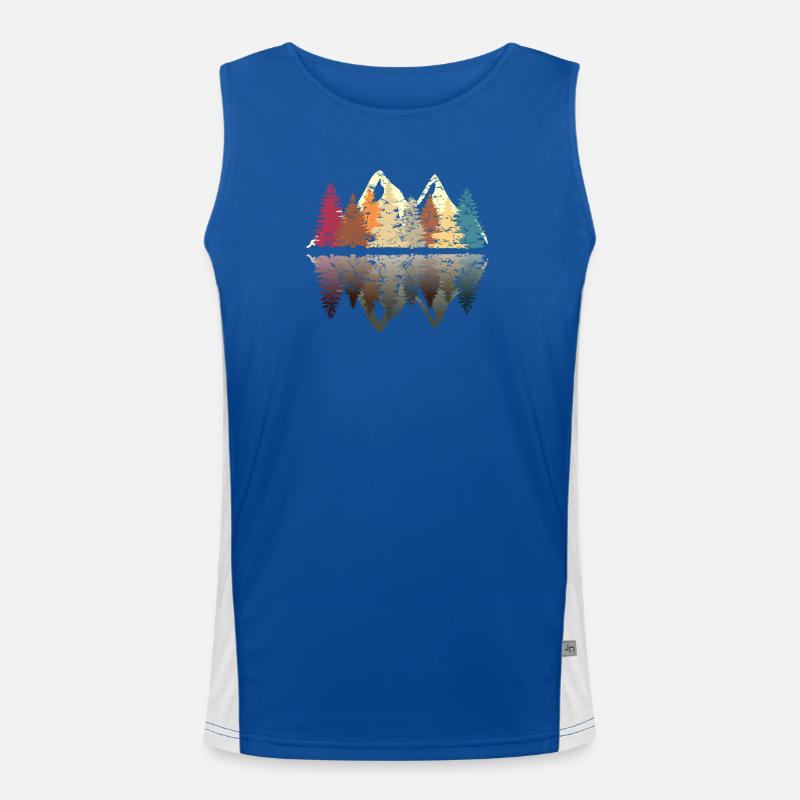 Wald am See im Grunge Retro Design Funktionelles Kontrast-Tank Top für Männer 