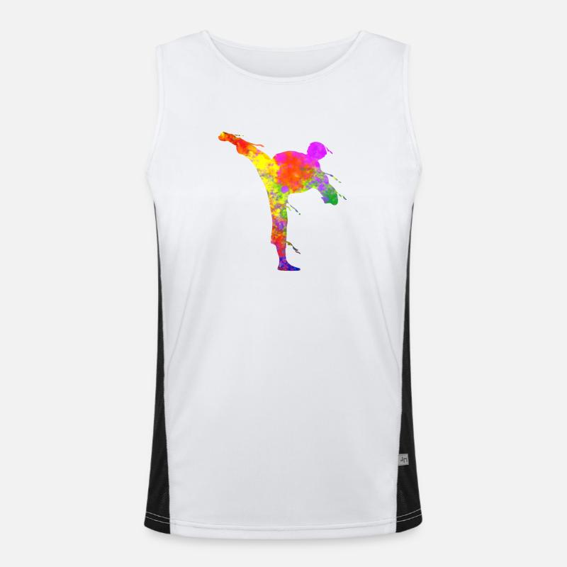 Tae Kwon Do Karaté Silhouette Colorée pour Filles Débardeur respirant contrasté Homme 