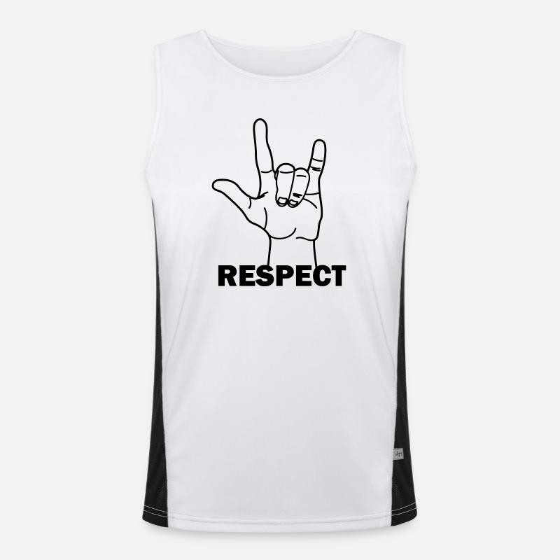 Respect des gestes de la main avec le texte RESPECT Débardeur respirant contrasté Homme 
