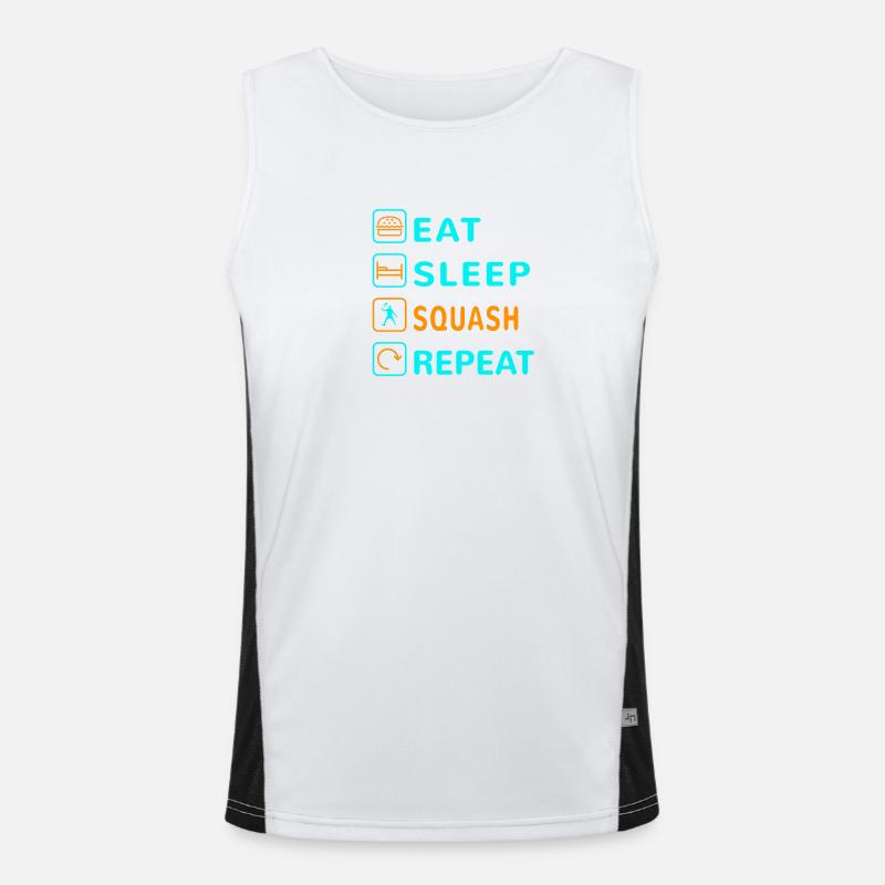 Mangez. Dormir. Squash. Répéter le design Débardeur respirant contrasté Homme 