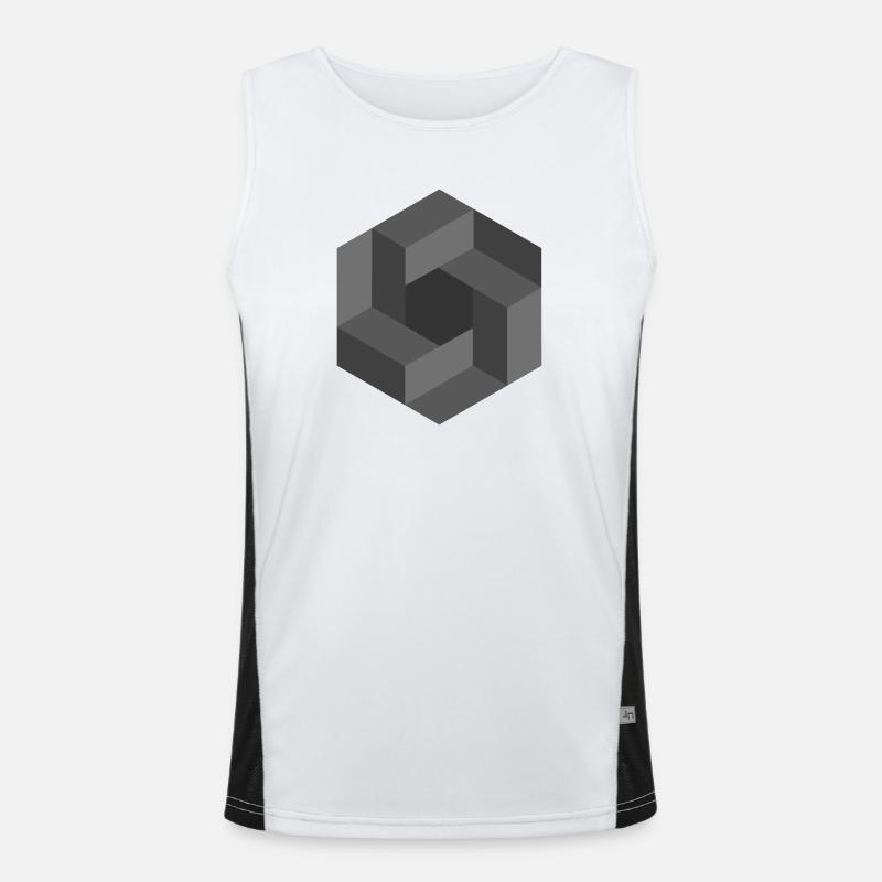 Geometric Illusion Pattern Black White Men's Functional Contrast Tank Top 