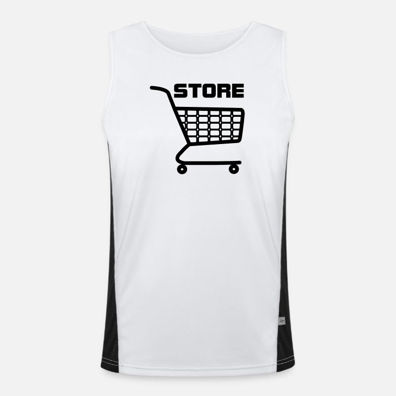 Panier d’achat avec texte STORE Débardeur respirant contrasté Homme 