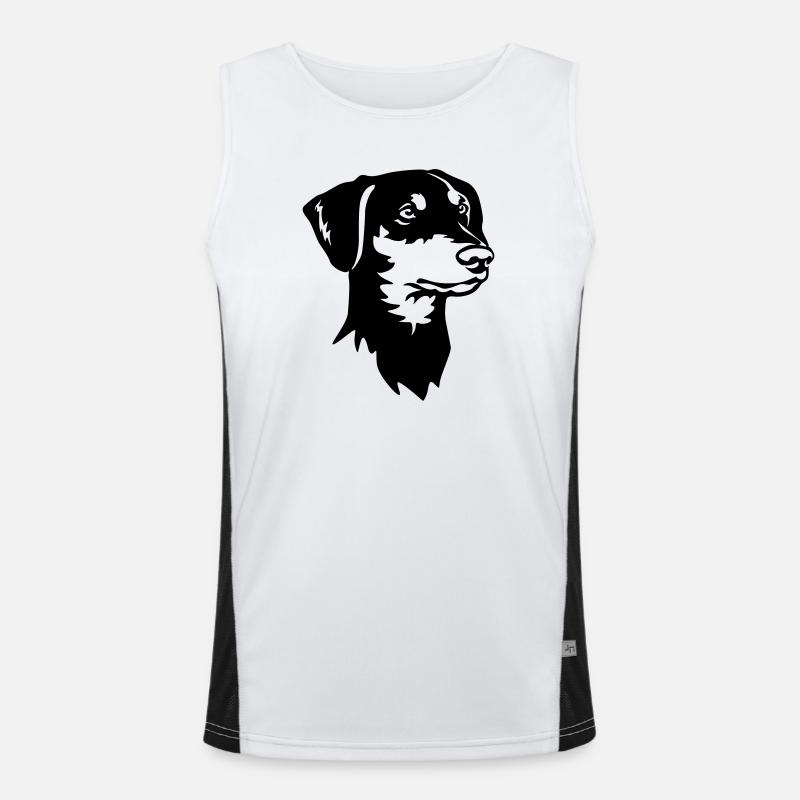 Deutscher Pinscher Kopf Funktionelles Kontrast-Tank Top für Männer 