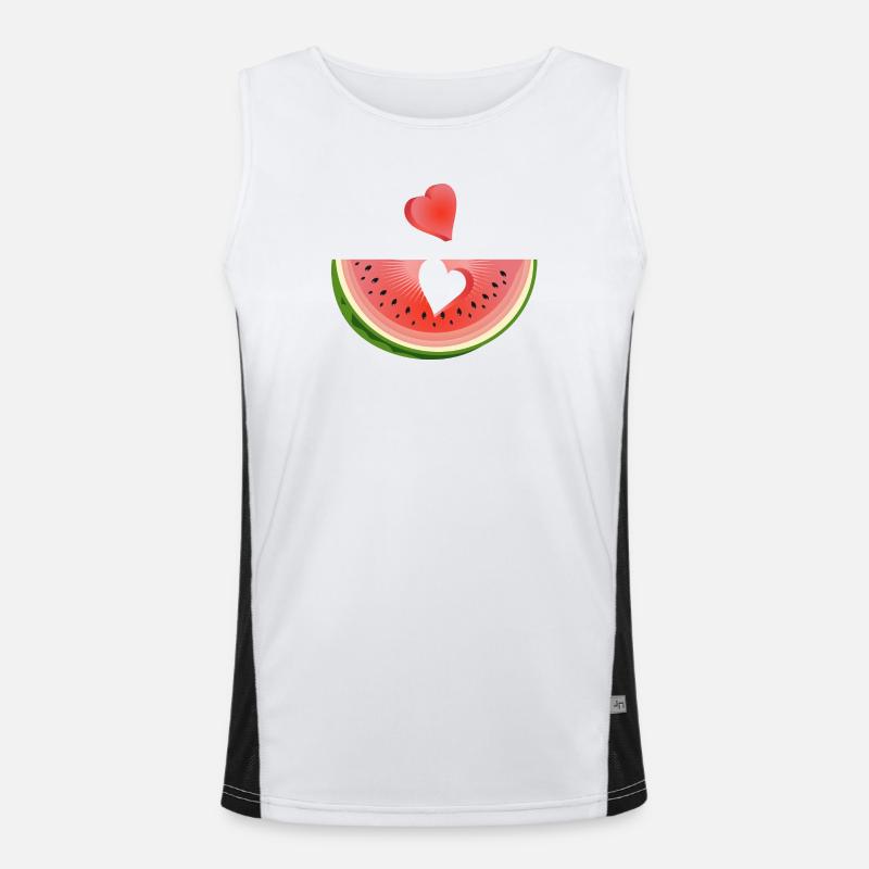 Stück einer Wassermelone mit Herz Funktionelles Kontrast-Tank Top für Männer 