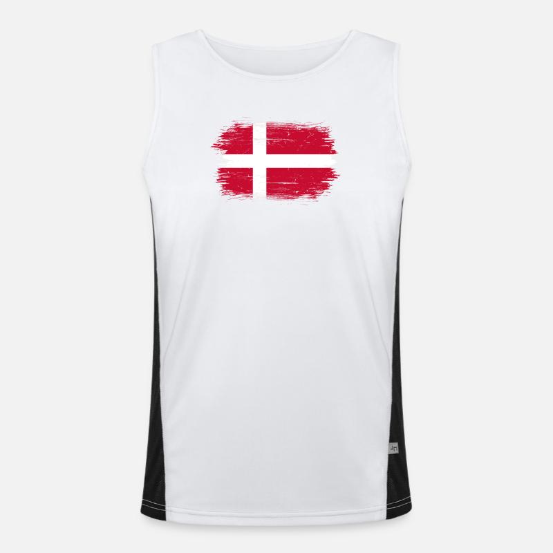 Conception du drapeau pinceau Grunge Dannebrog Débardeur respirant contrasté Homme 
