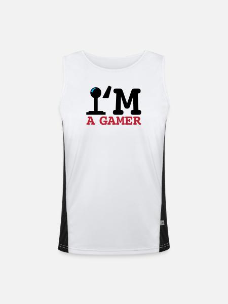 A Gamer Bold Typography - Men's Functional Contrast Tank Top - white/black