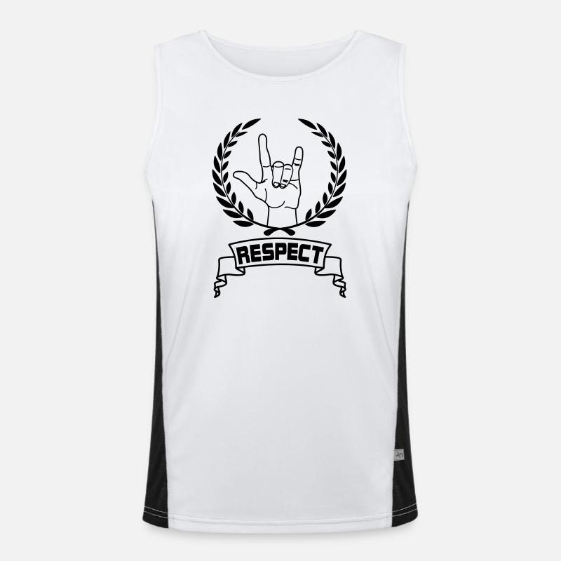 Hand gesture respect with text RESPECT - Men's Functional Contrast Tank Top  - white/black
