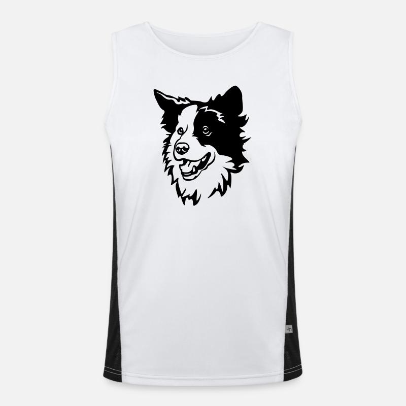 Border Collie Head Men's Functional Contrast Tank Top 