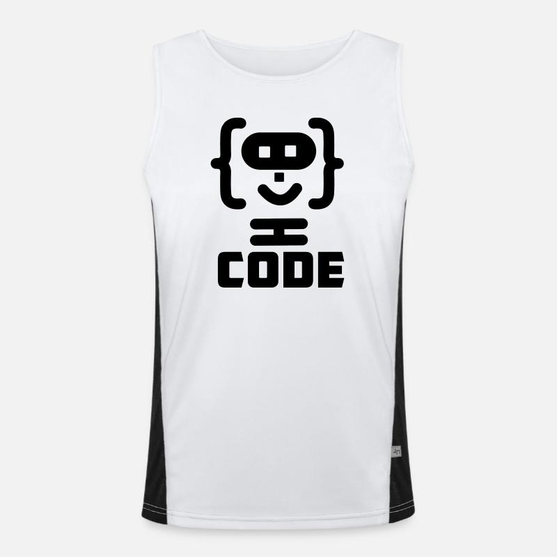 Logo de code de programmeur hacker avec texte CODE Débardeur respirant contrasté Homme 