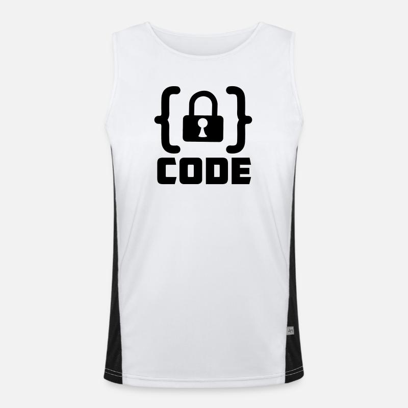Code mit Sperrprogrammierer - Funktionelles Kontrast-Tank Top für Männer  - Weiß/Schwarz