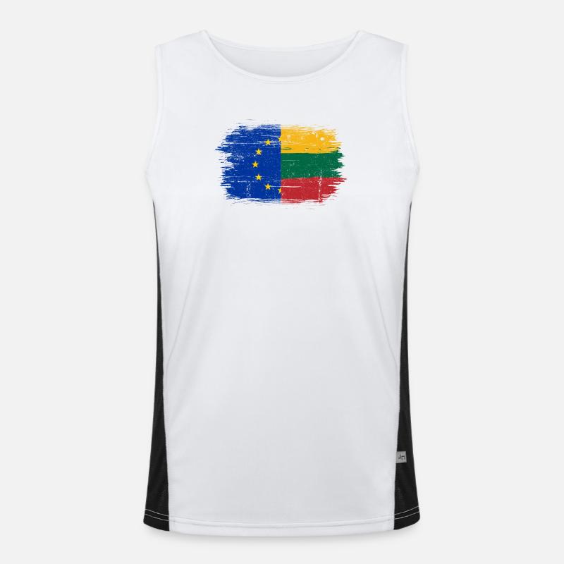 EU Lithuania Flag Blend Men's Functional Contrast Tank Top 