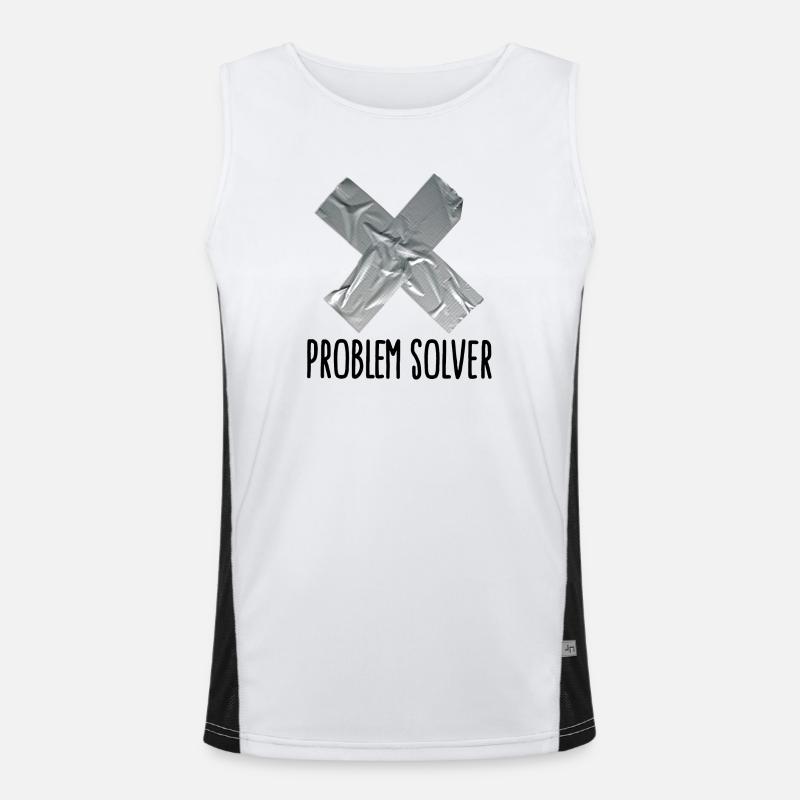 Funny Tape Man Father Problem solver Men's Functional Contrast Tank Top 