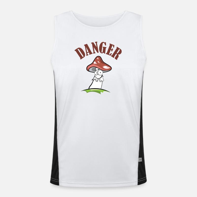 Toadstool danger symbol comic funny - Men's Functional Contrast Tank Top  - white/black