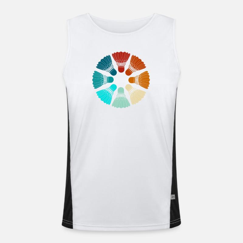 Badminton - Shuttlecocks Colorful Men's Functional Contrast Tank Top 