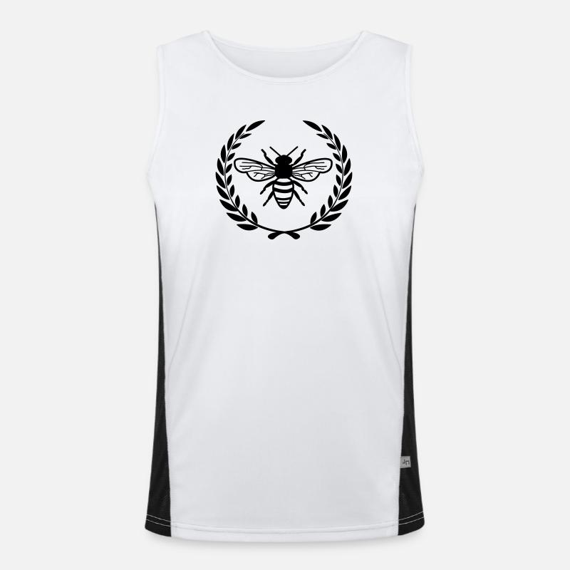 Biene im Lorbeerkranz Funktionelles Kontrast-Tank Top für Männer 