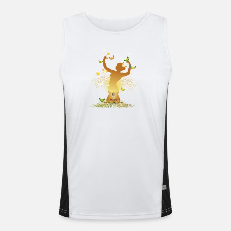 surreal guitar motif with dancer Men's Functional Contrast Tank Top 