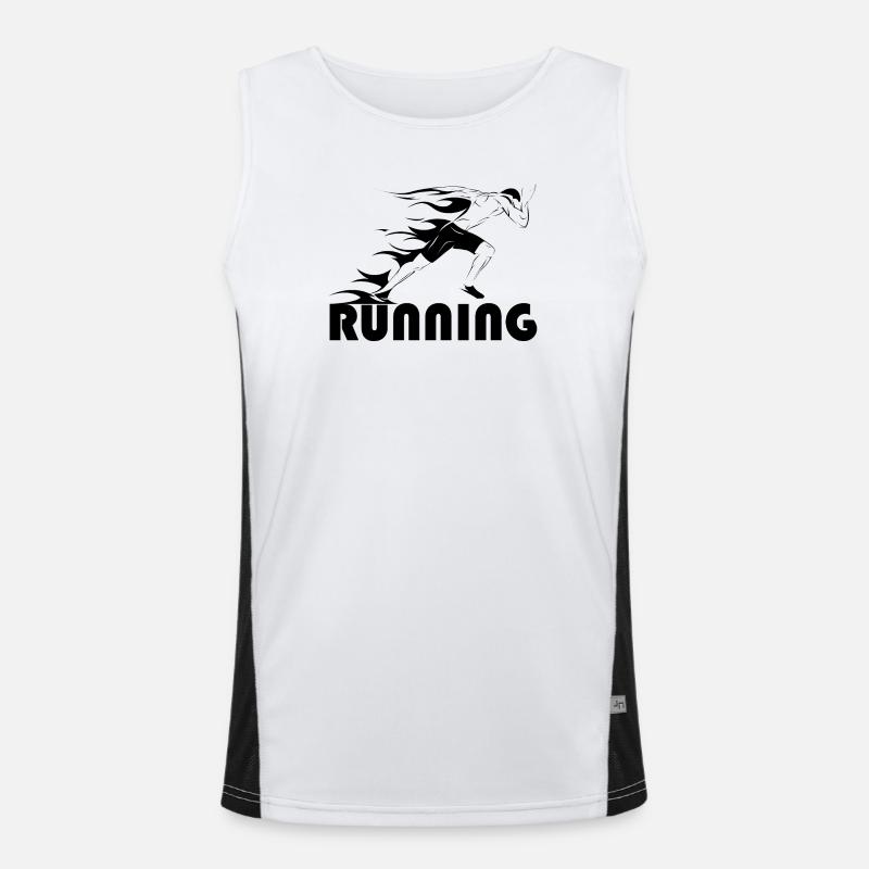 running runner symbol fire sprinter track and field athlete Men's Functional Contrast Tank Top 