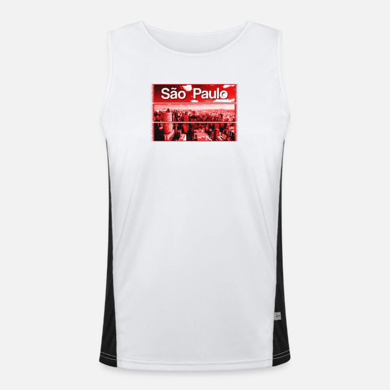 Rote Stadtsilhouette São Paulo Funktionelles Kontrast-Tank Top für Männer 