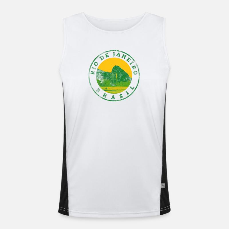 Rio de Janeiro Emblem: Beach & Mountains Men's Functional Contrast Tank Top 
