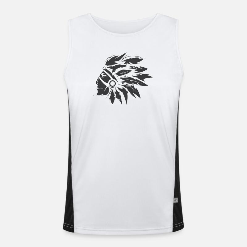 Indian Symbol Chief Illustration Graphic icon Men's Functional Contrast Tank Top 