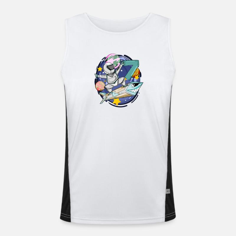 7 Birthday Astronaut Rockets Space Men's Functional Contrast Tank Top 