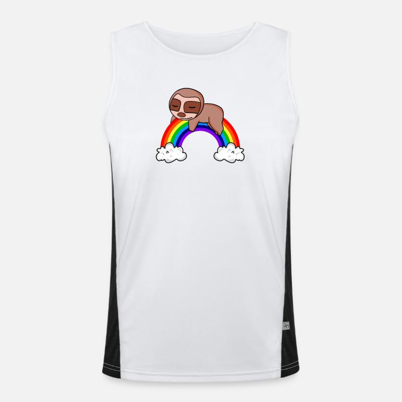 Rainbow Sloth - Men's Functional Contrast Tank Top - white/black
