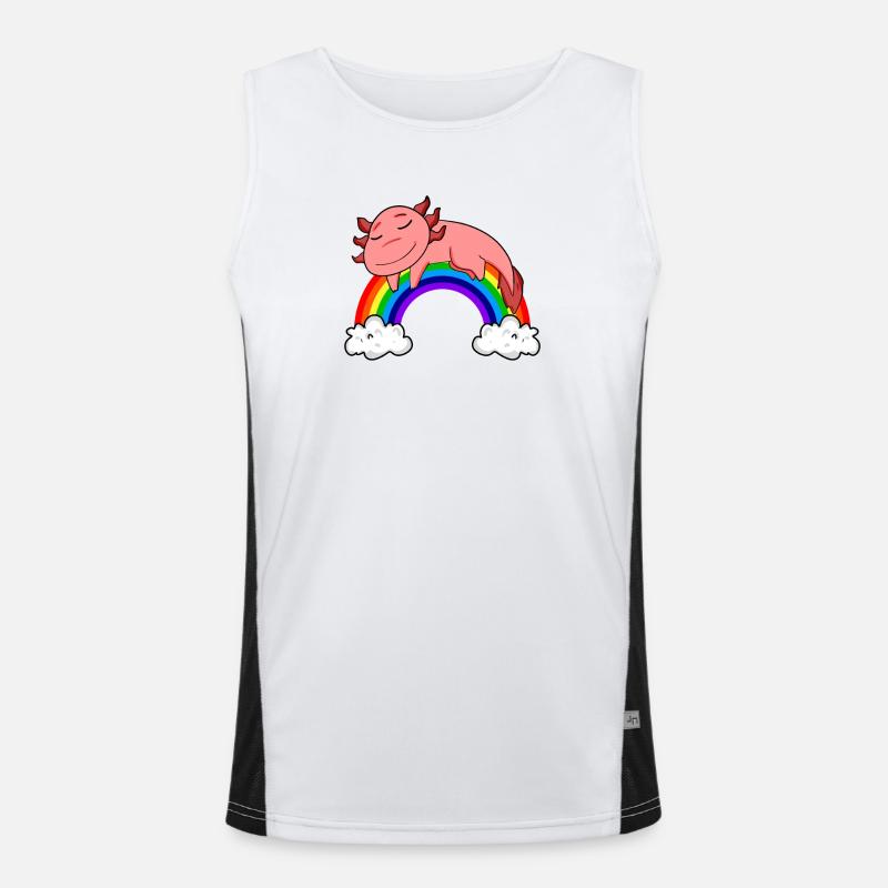 Rainbow Axolotl - Men's Functional Contrast Tank Top  - white/black