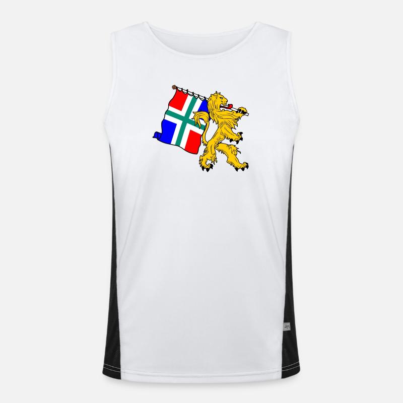 Lion avec drapeau Groningue Débardeur respirant contrasté Homme 
