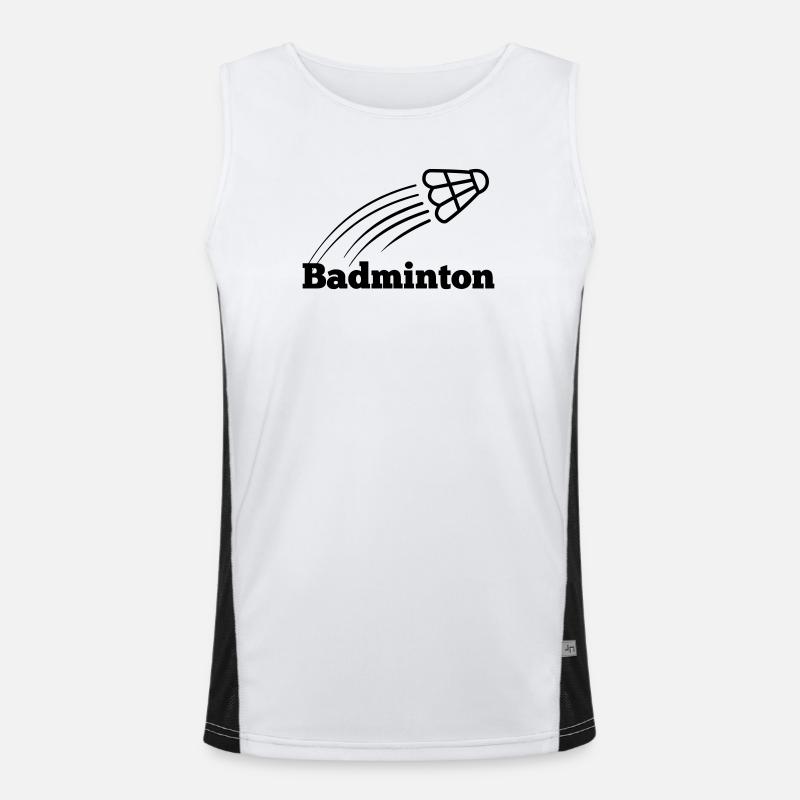 Badminton text with shuttle flying up - Men's Functional Contrast Tank Top  - white/black
