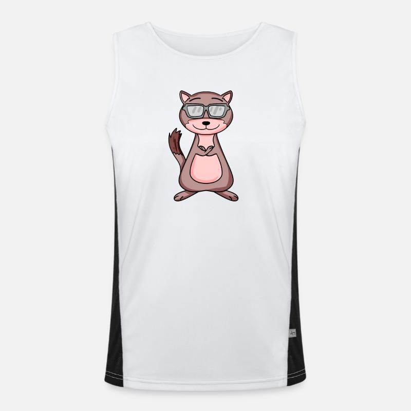 Weasel with sunglasses - Men's Functional Contrast Tank Top - white/black