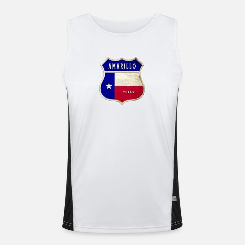 Drapeau Texas à écusson Amarillo Débardeur respirant contrasté Homme 