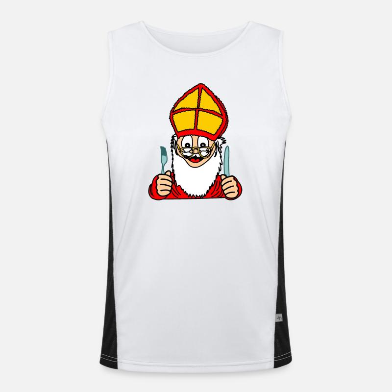 Sinterklaas with knife and fork Men's Functional Contrast Tank Top 