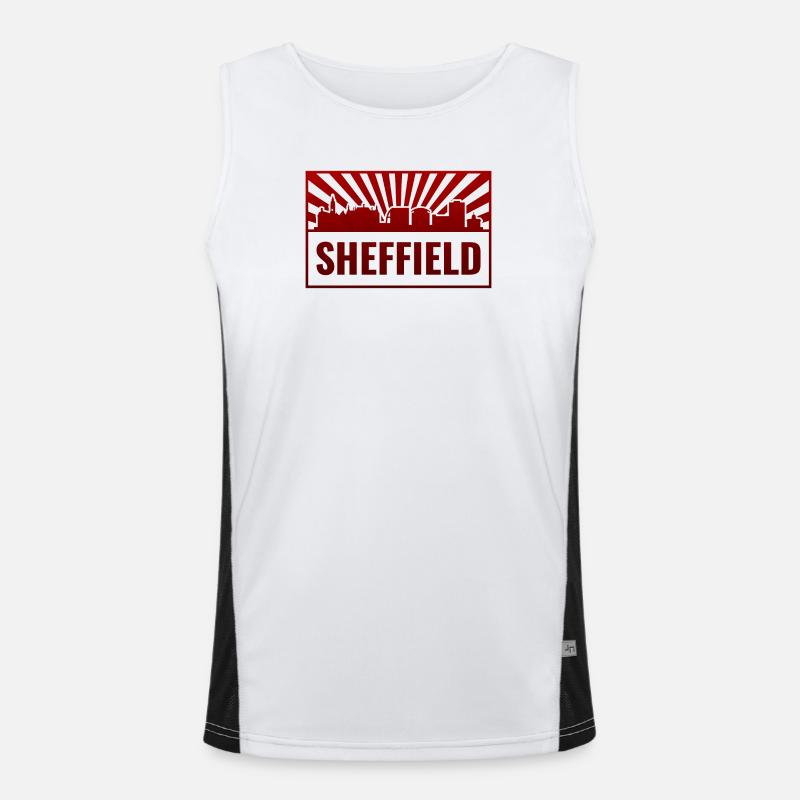 Sheffield Skyline Rot Neon Funktionelles Kontrast-Tank Top für Männer 