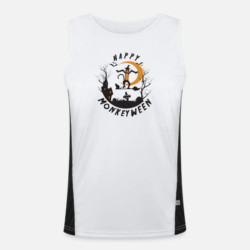 Happy Monkeyween - Men's Functional Contrast Tank Top  - white/black