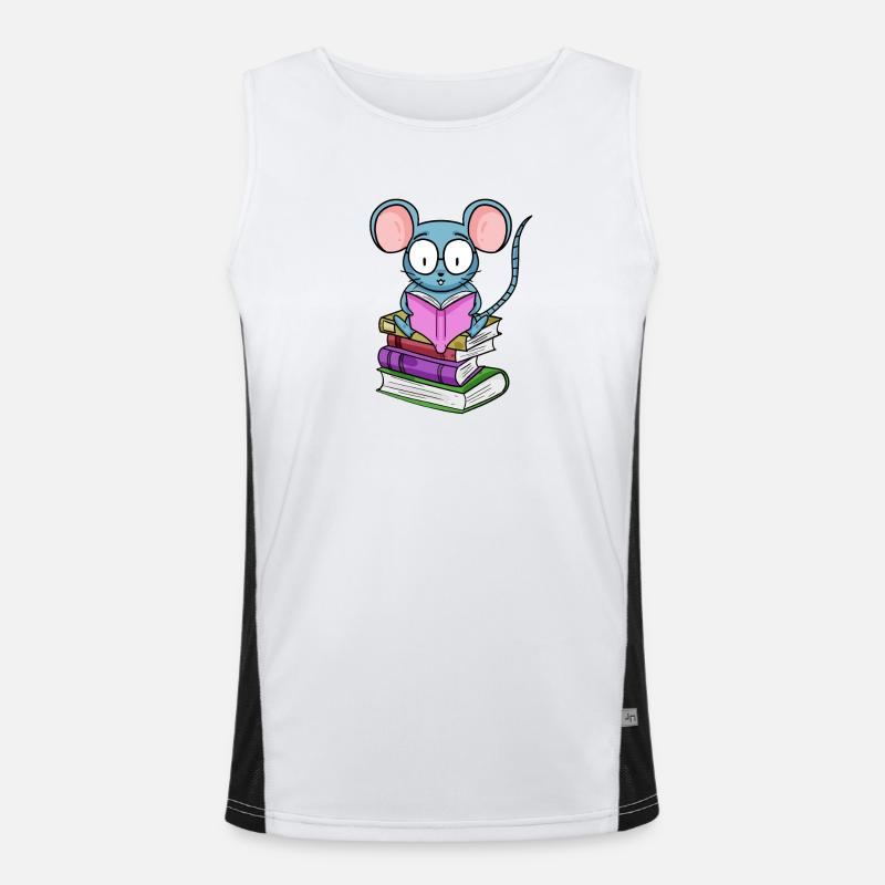 Read Book Books Reader Gift - Men's Functional Contrast Tank Top  - white/black