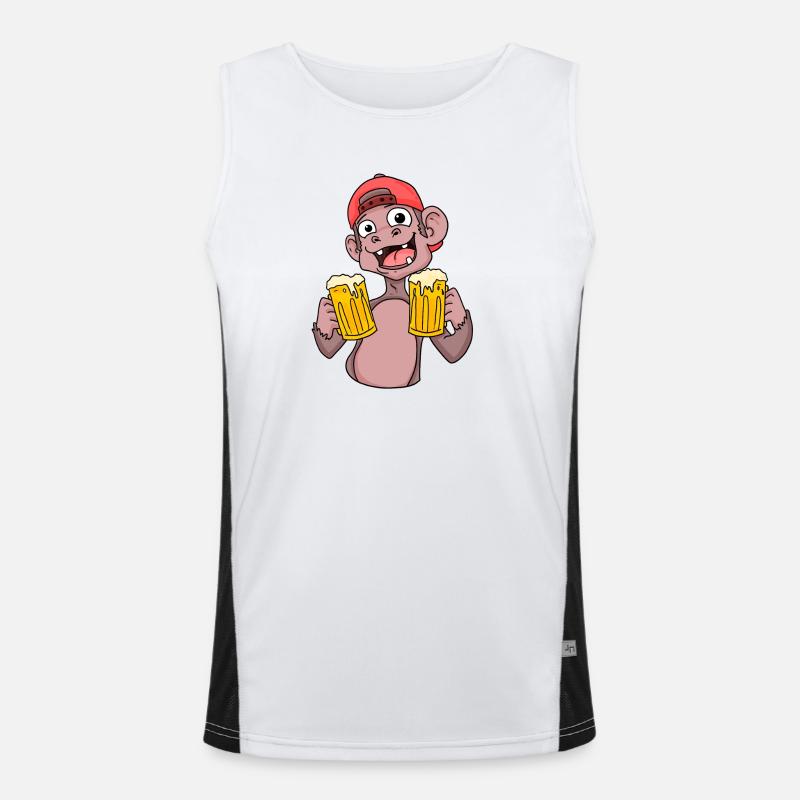 Affe mit Biergläser Funktionelles Kontrast-Tank Top für Männer 