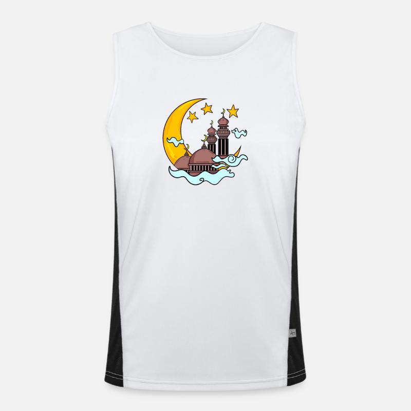 Mosque with Crescent - Men's Functional Contrast Tank Top  - white/black