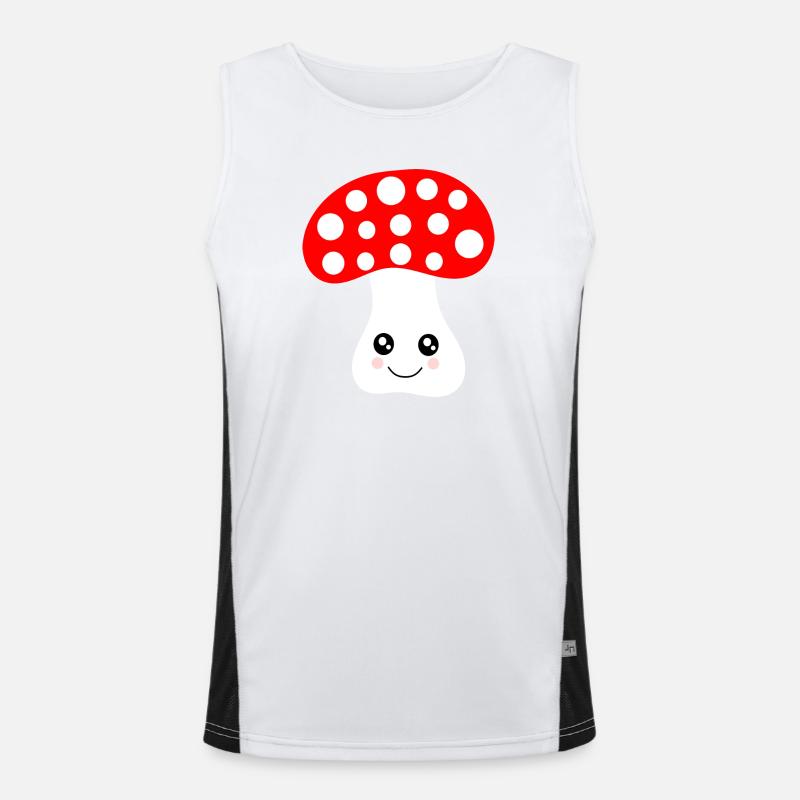Kawaii, mushroom, toadstool - Men's Functional Contrast Tank Top  - white/black