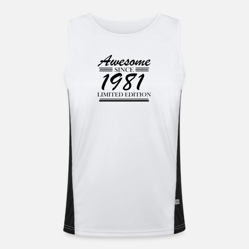 1981 - Born 1981 - Men's Functional Contrast Tank Top  - white/black