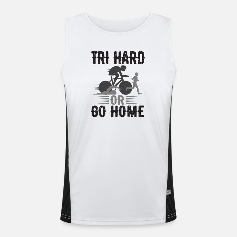 Tri Hard Or Go Home Triathlon Funktionelles Kontrast-Tank Top für Männer 